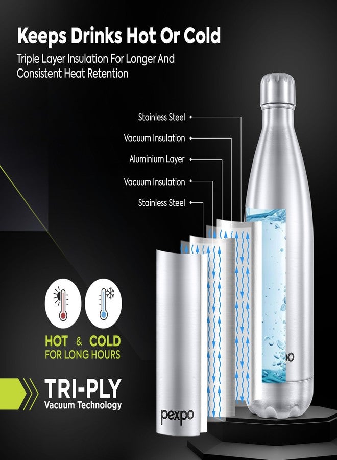 PEXPO Electro ISI Certified Hot & Cold Flask with Jute Bag |2 Year Warranty| Stainless Steel Water Bottle- 2000ml, Silver | Ideal for Travelling, Home, Picnic, Outing | RCB Edition - Image 3